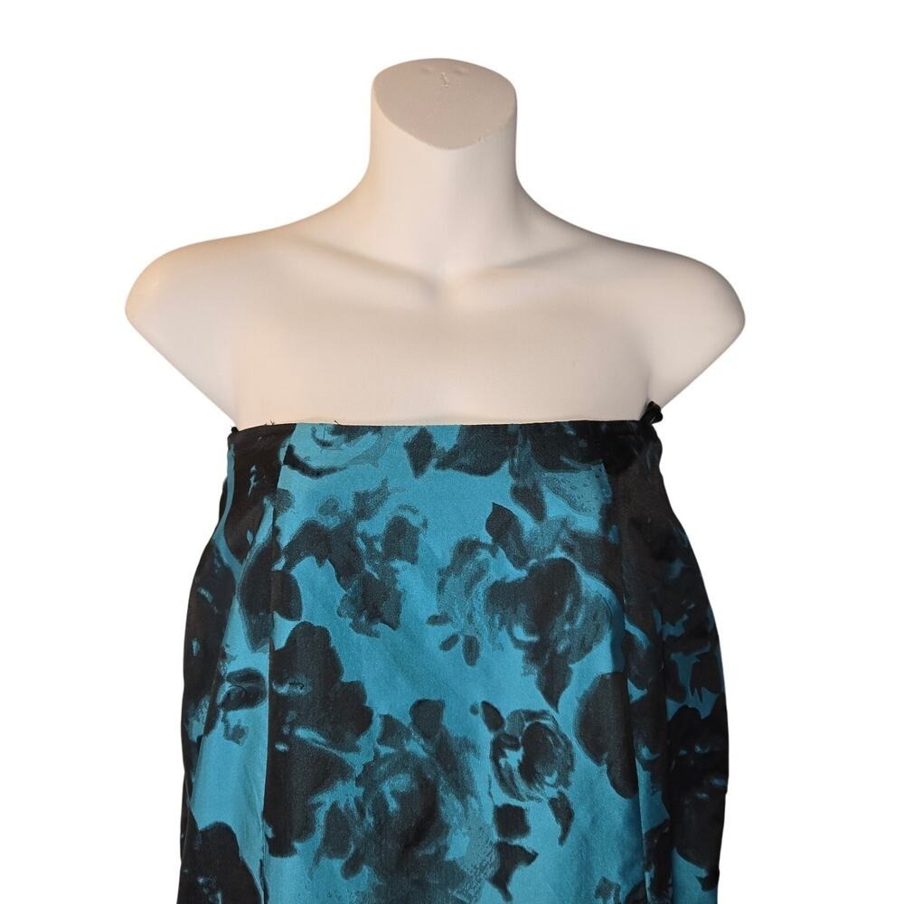 For tigerchik Sherri Hill Size 4 Strapless Gown Teal Black Floral - Picture 3 of 11